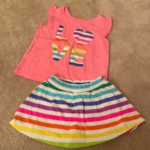 Rainbow•stripe•2-piece skirt set•2t